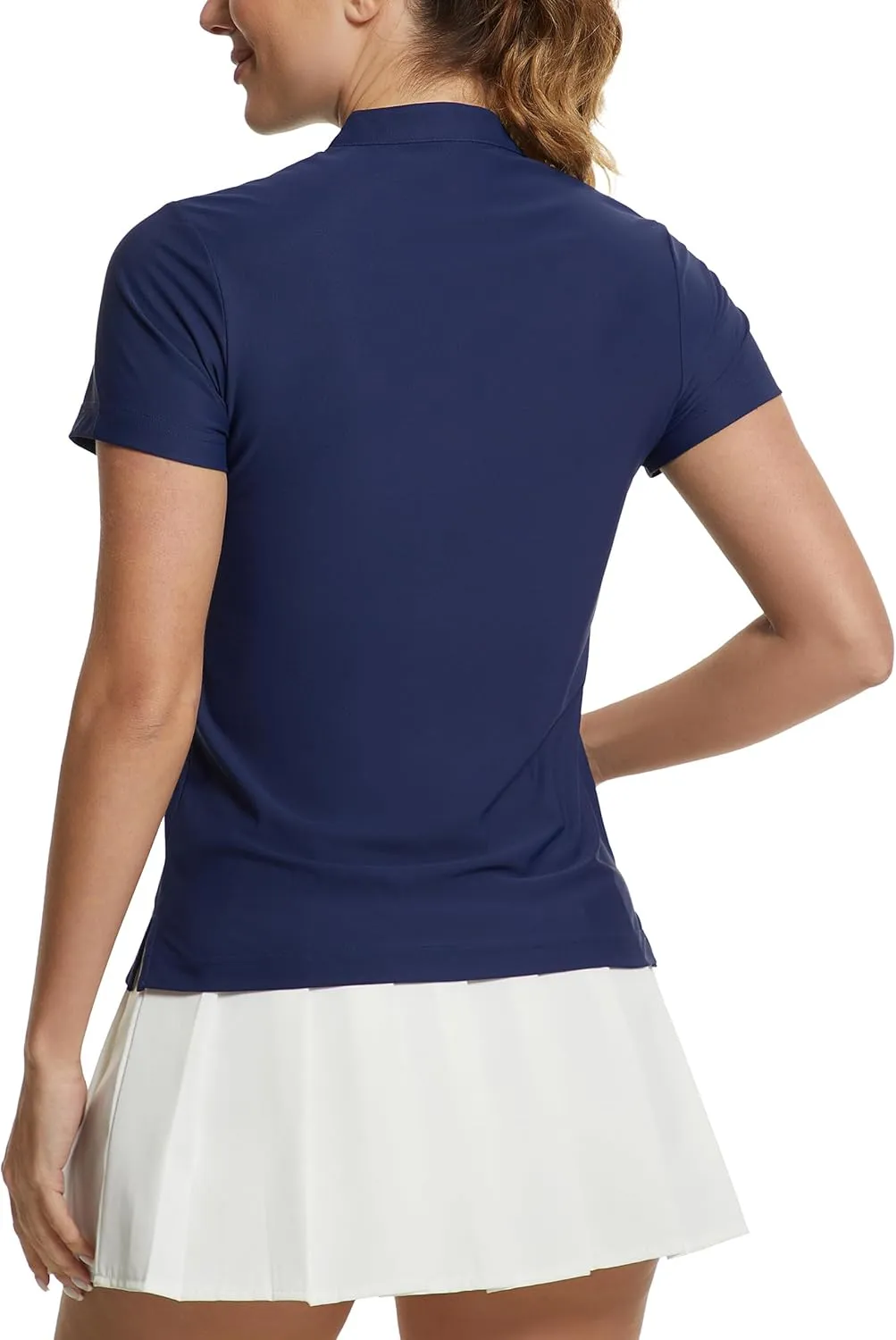 MathCat Women's Golf Shirts V-Neck Short Sleeve Collarless Quick Dry Tennis Running Tees Polo Casual Tops