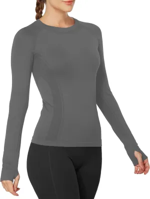 MathCat Workout Shirts for Women Long Sleeve, Workout Tops for Women, Quick Dry Gym Athletic TopsSeamless Yoga Shirts