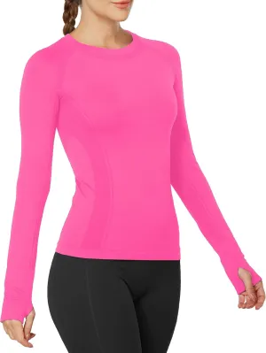 MathCat Workout Shirts for Women Long Sleeve, Workout Tops for Women, Quick Dry Gym Athletic TopsSeamless Yoga Shirts