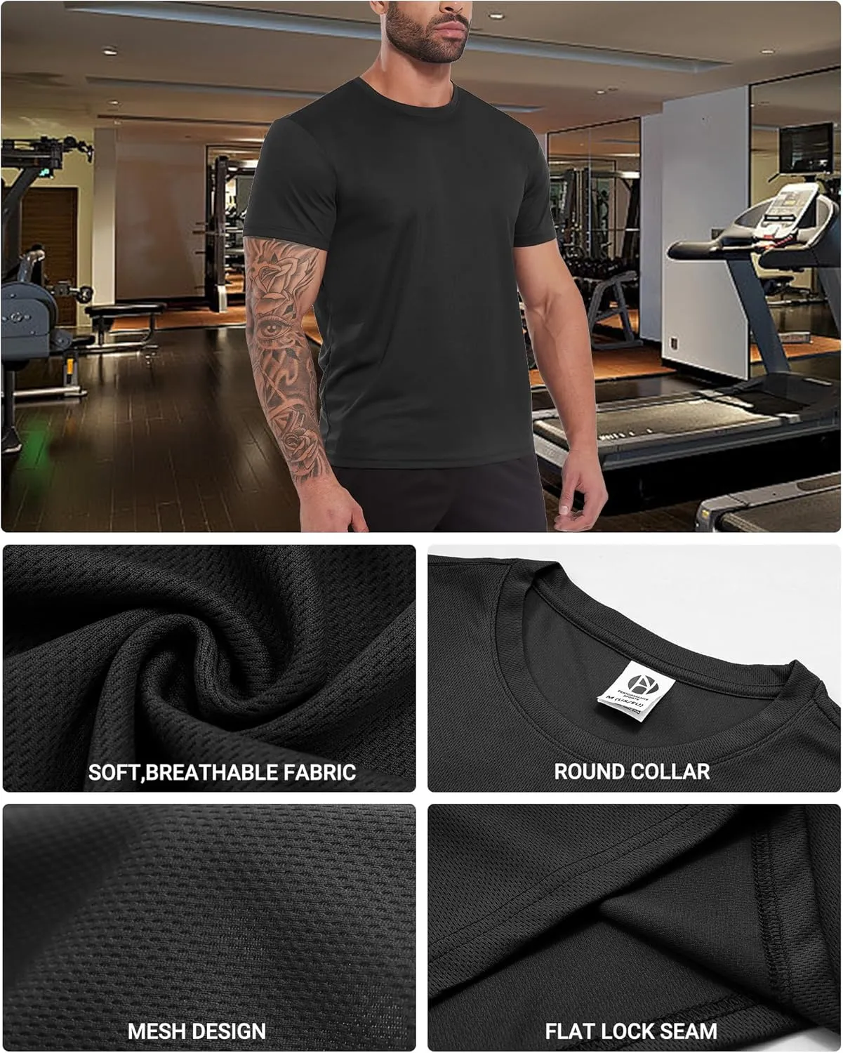MEETWEE Men's Workout Quick Dry T-Shirts, 1/3/5 Pack Athletic Moisture Wicking Short Sleeve Shirts Running Hiking