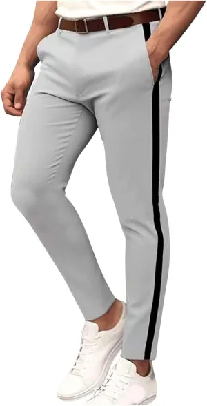 Men Suit Dress Pants Slim Fit Stretch Flat-Front Skinny Chino Pants Business Casual Golf Pants for Groomsmen Wedding