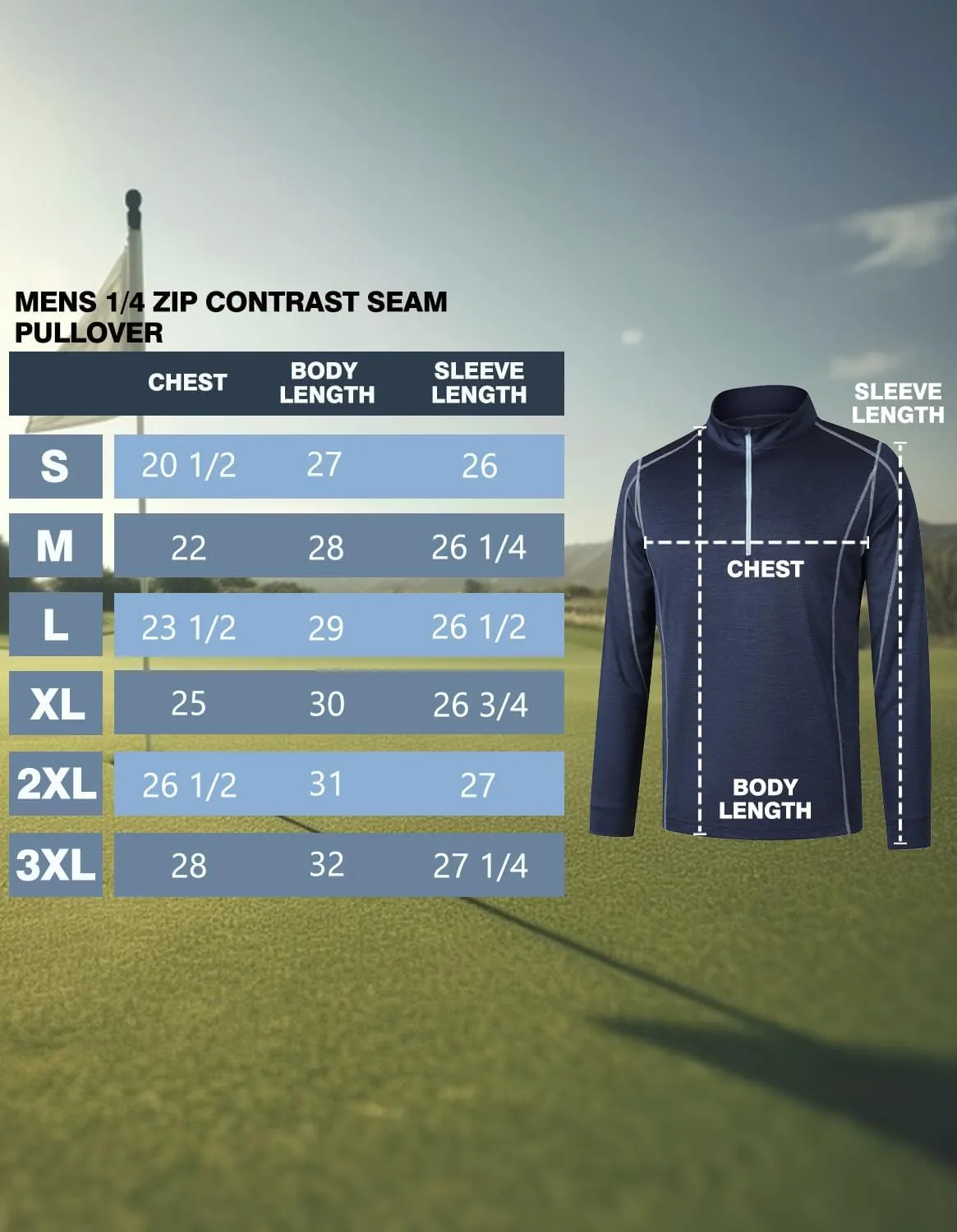 Men's 1/4 Zip Pullover Shirts UPF 50  Long Sleeve Golf Contrast Seam Pullover Shirts Quick-Dry Athletic Pullover Tops