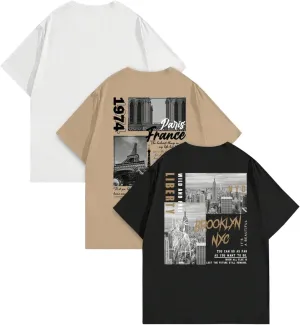 Men's 3 Pack Y2K Graphic Tees Short Sleeve Crew Neck Summer T-Shirts Top
