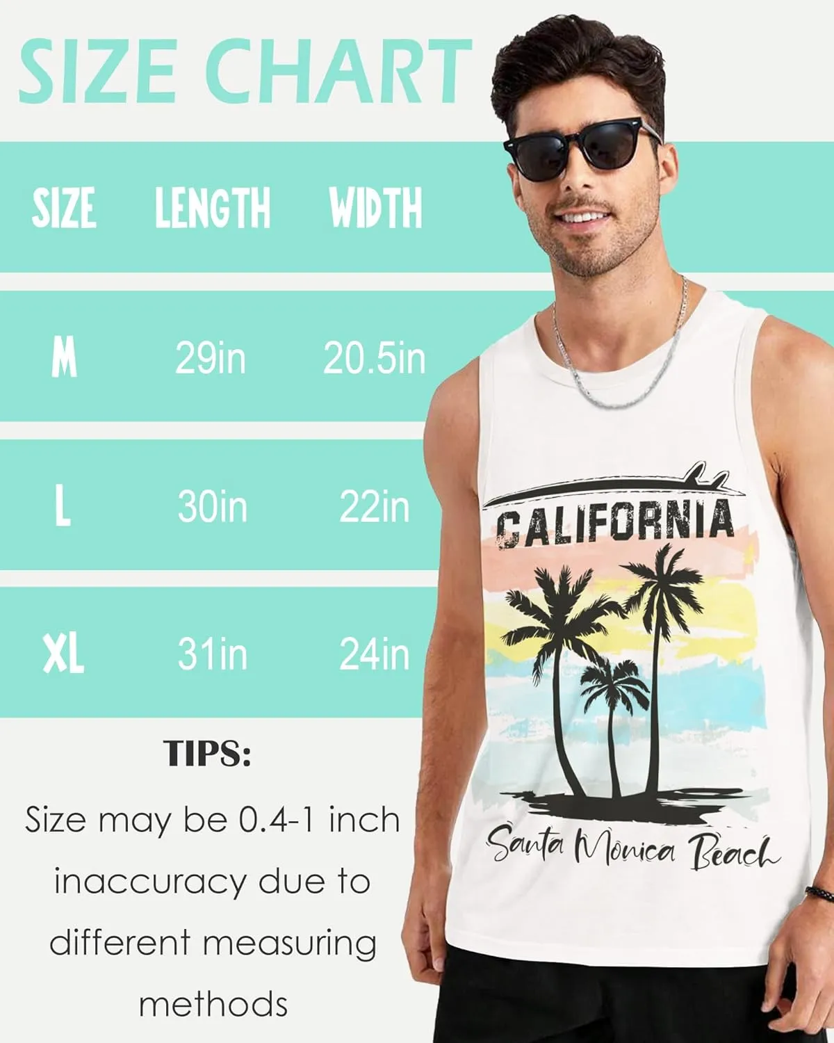 Mens Beach Tank Tops Sleeveless Shirts for Men Summer Hawaiian Graphic Mens Tank Top Workout Gym Shirts Palm Tree Tops