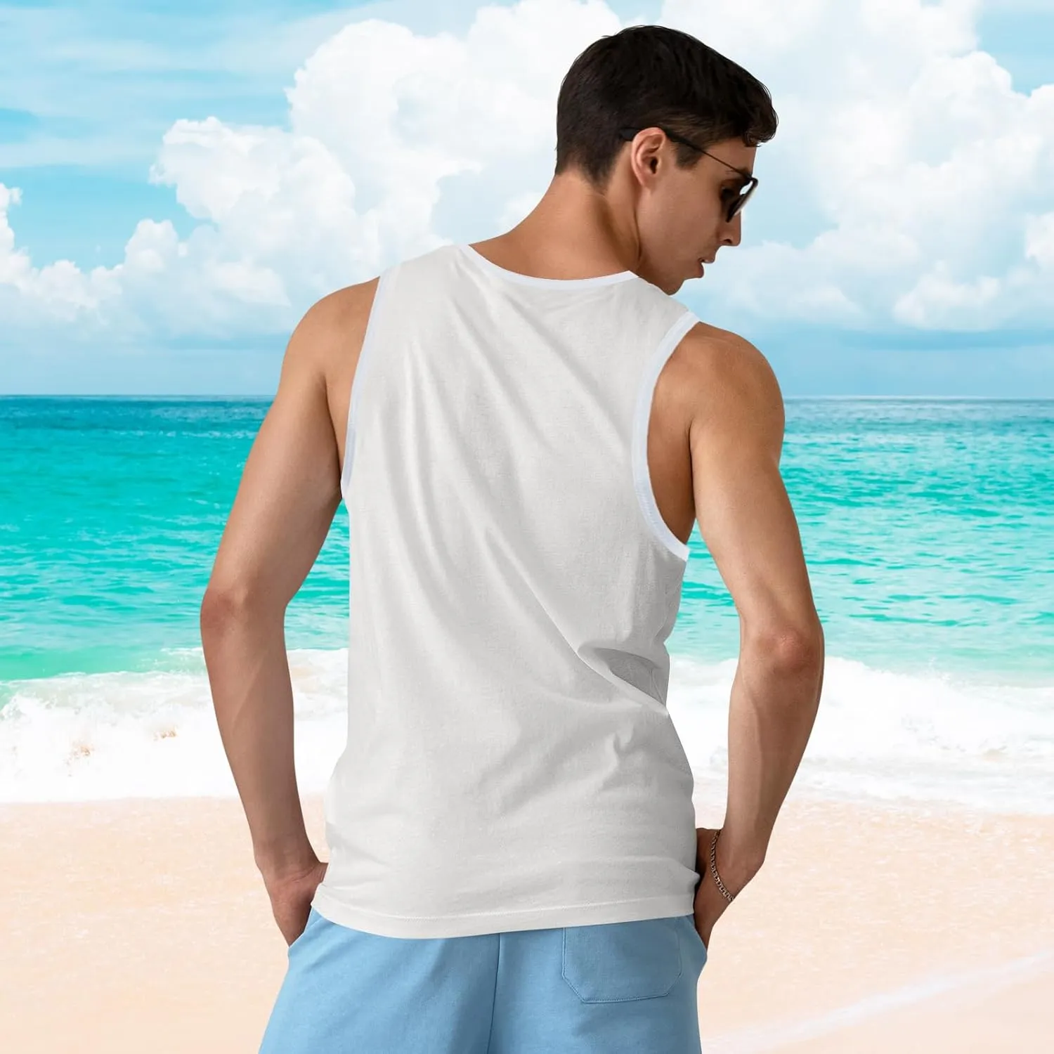 Mens Beach Tank Tops Sleeveless Shirts for Men Summer Hawaiian Graphic Mens Tank Top Workout Gym Shirts Palm Tree Tops
