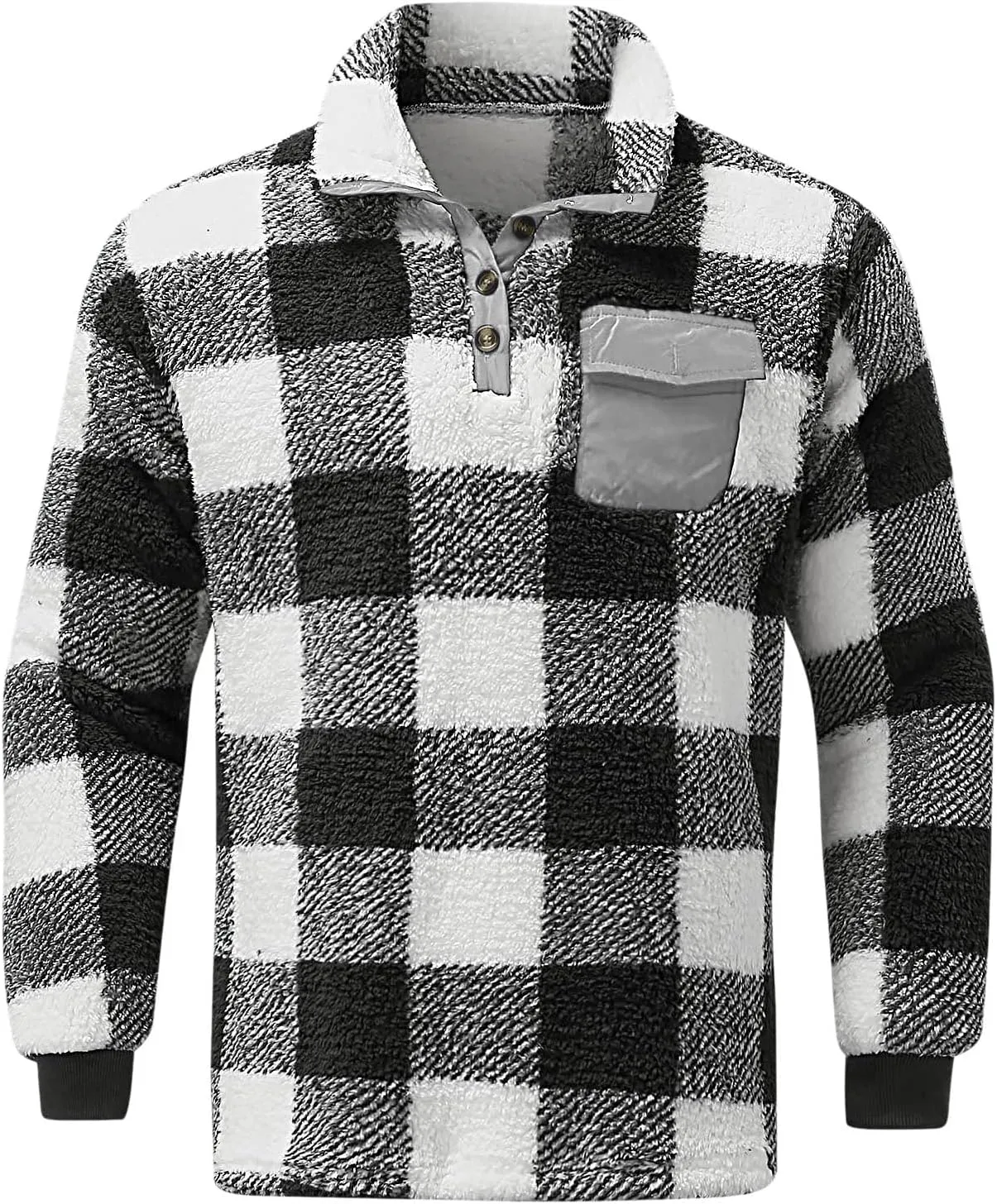 Men's Flannel Shirt Stripe Print Hooded Zipper Pocket Long Sleeve Shirt Patchwork Men's Plaid Hoodie Flannel Jacket