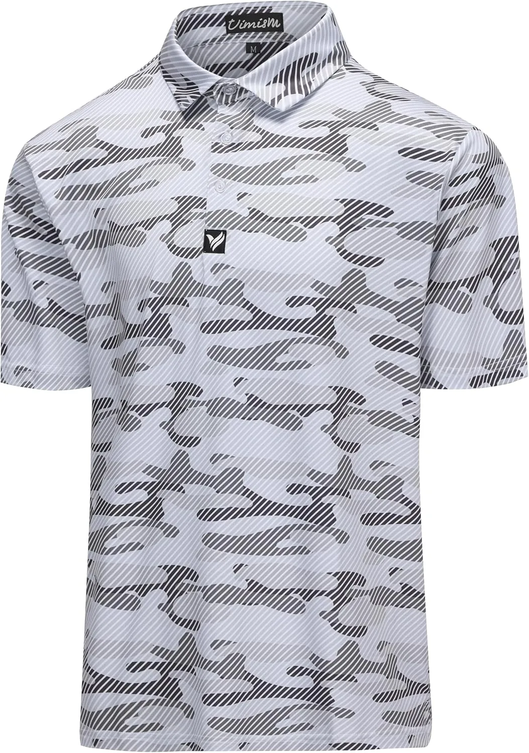 Mens Golf Polo Shirts Short Sleeve Dry Fit Performance Moisture Wicking Casual Print Collared Golf Shirts for Men
