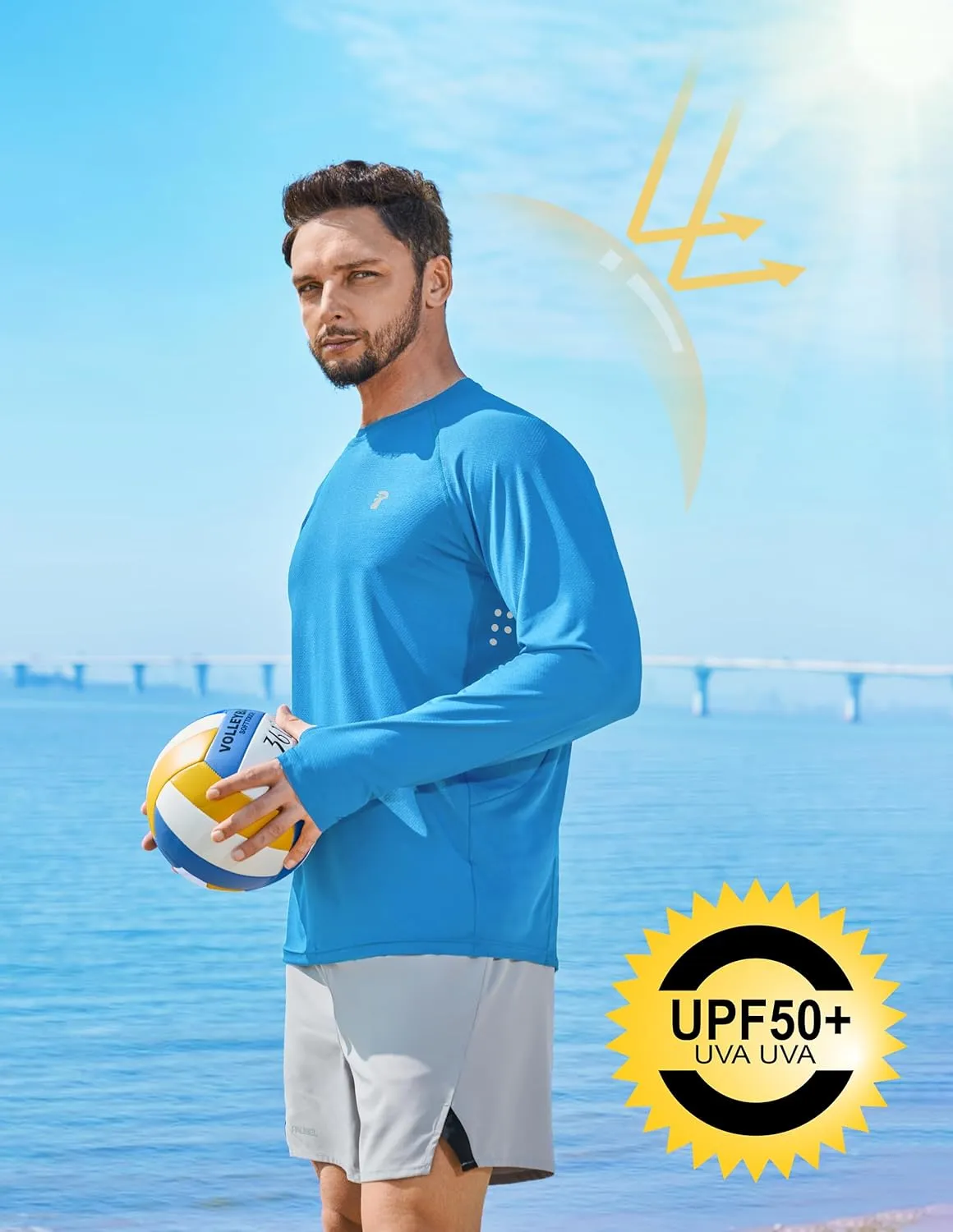 Men's Long Sleeve Sun Protection Swim Shirts UPF 50  Rash Guard Quick Dry Lightweight Fishing Shirts for Beach Summer