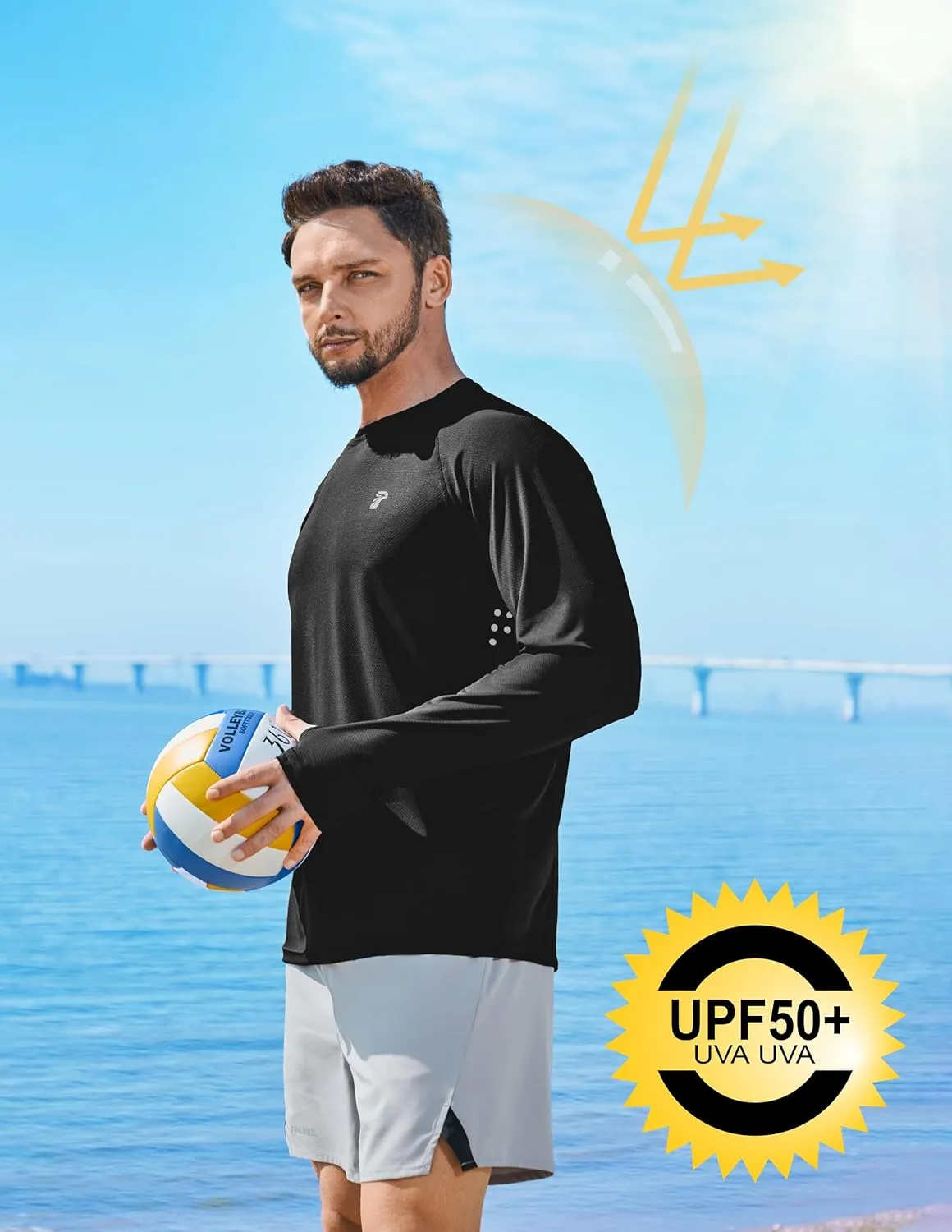 Men's Long Sleeve Sun Protection Swim Shirts UPF 50  Rash Guard Quick Dry Lightweight Fishing Shirts for Beach Summer