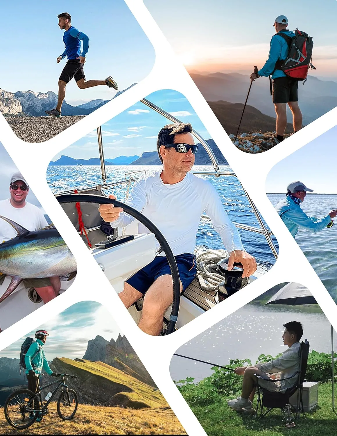 Men's Long Sleeve Sun Protection Swim Shirts UPF 50  Rash Guard Quick Dry Lightweight Fishing Shirts for Beach Summer