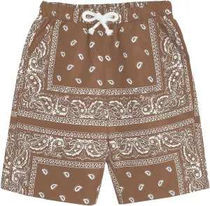Men's Paisley Drawstring Summer Gym Workout Shorts