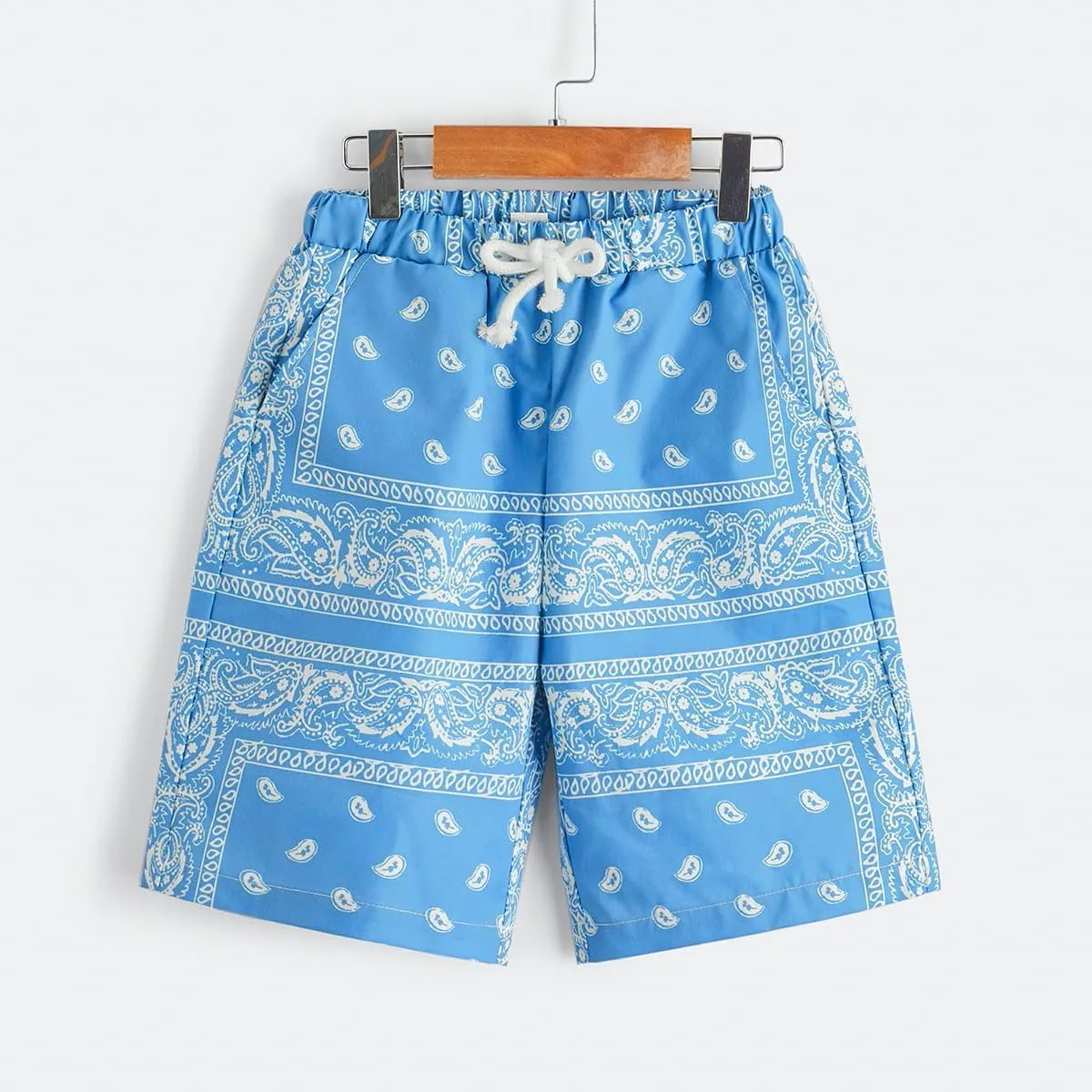 Men's Paisley Drawstring Summer Gym Workout Shorts