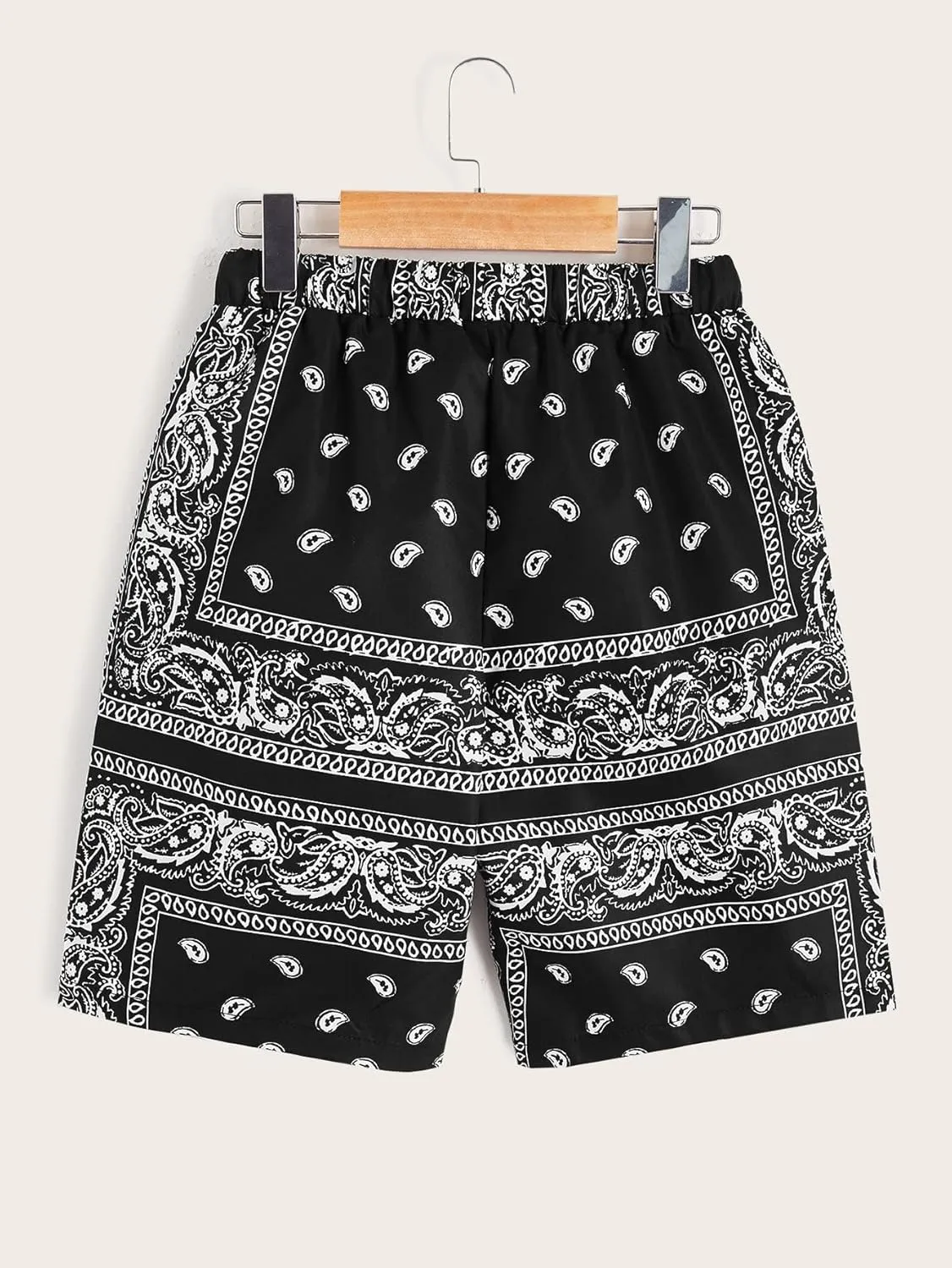 Men's Paisley Drawstring Summer Gym Workout Shorts