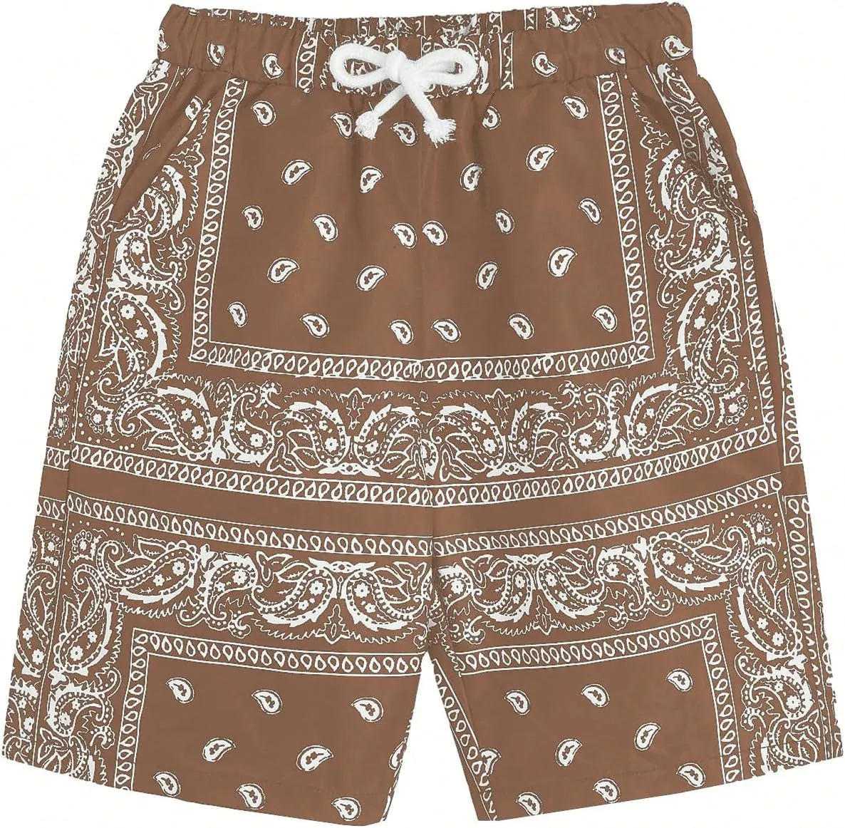 Men's Paisley Drawstring Summer Gym Workout Shorts