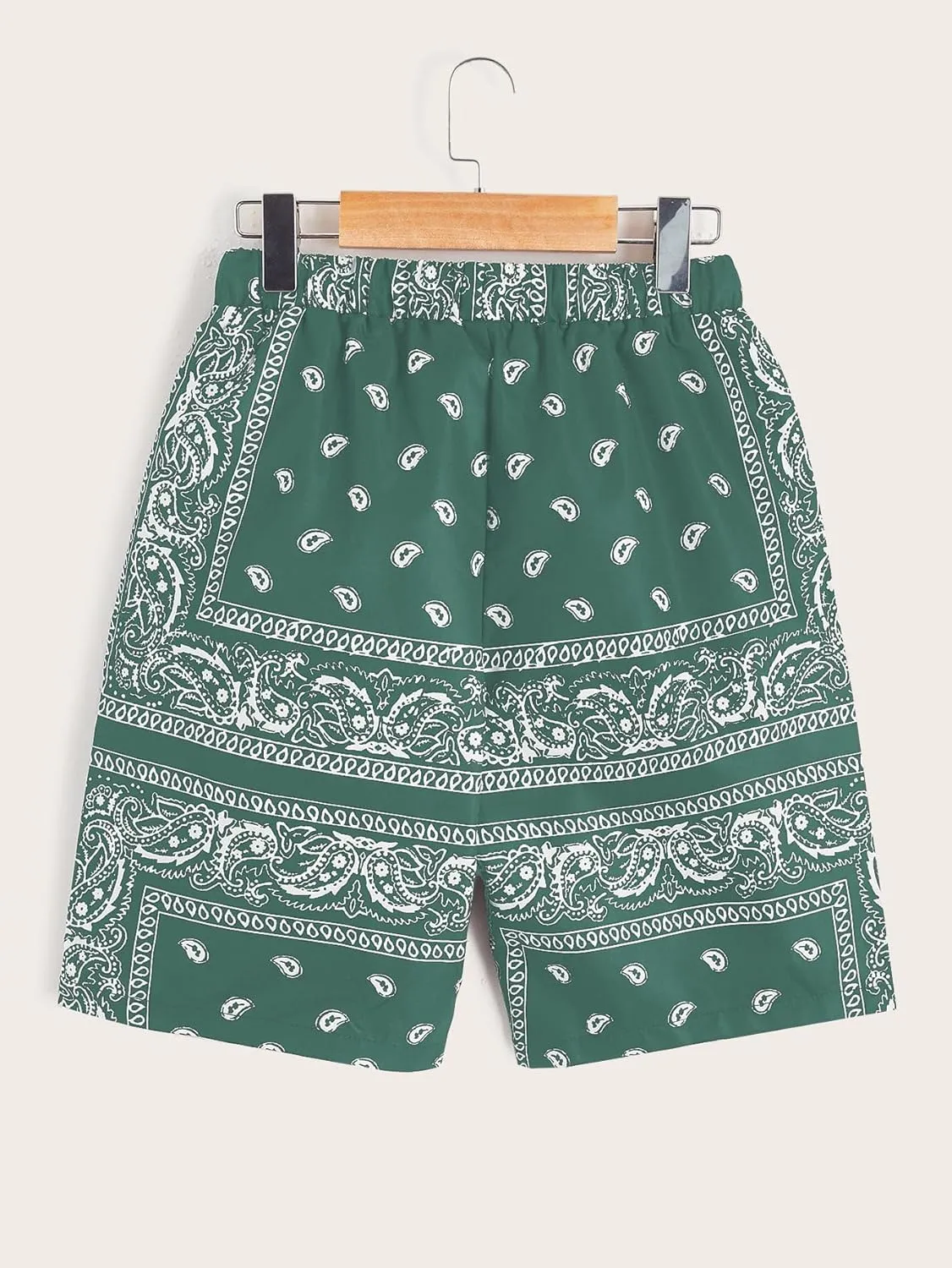 Men's Paisley Drawstring Summer Gym Workout Shorts