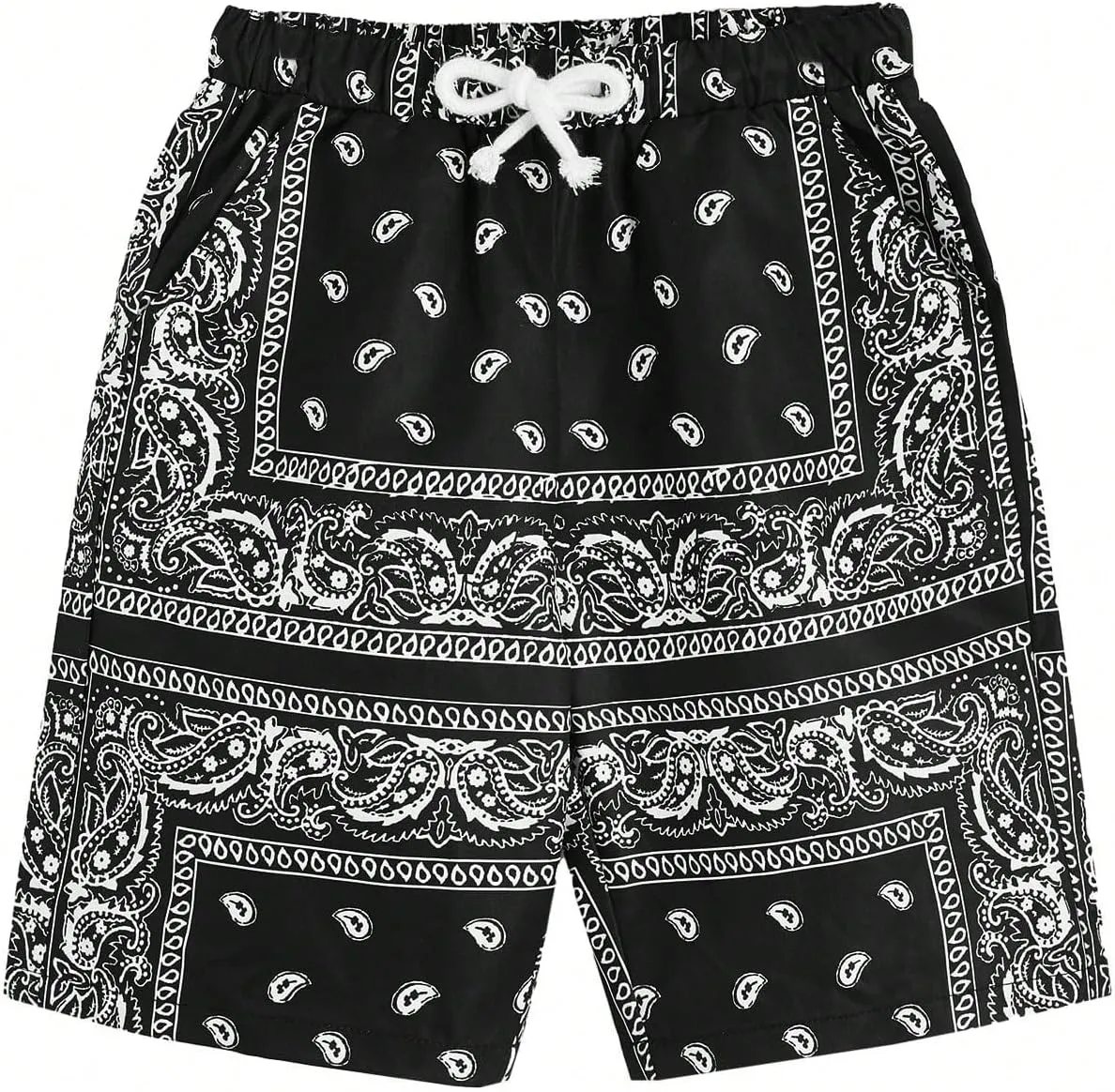 Men's Paisley Drawstring Summer Gym Workout Shorts