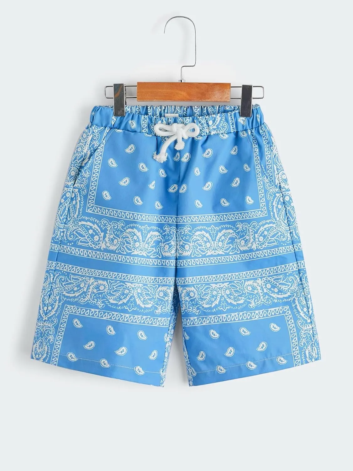 Men's Paisley Drawstring Summer Gym Workout Shorts