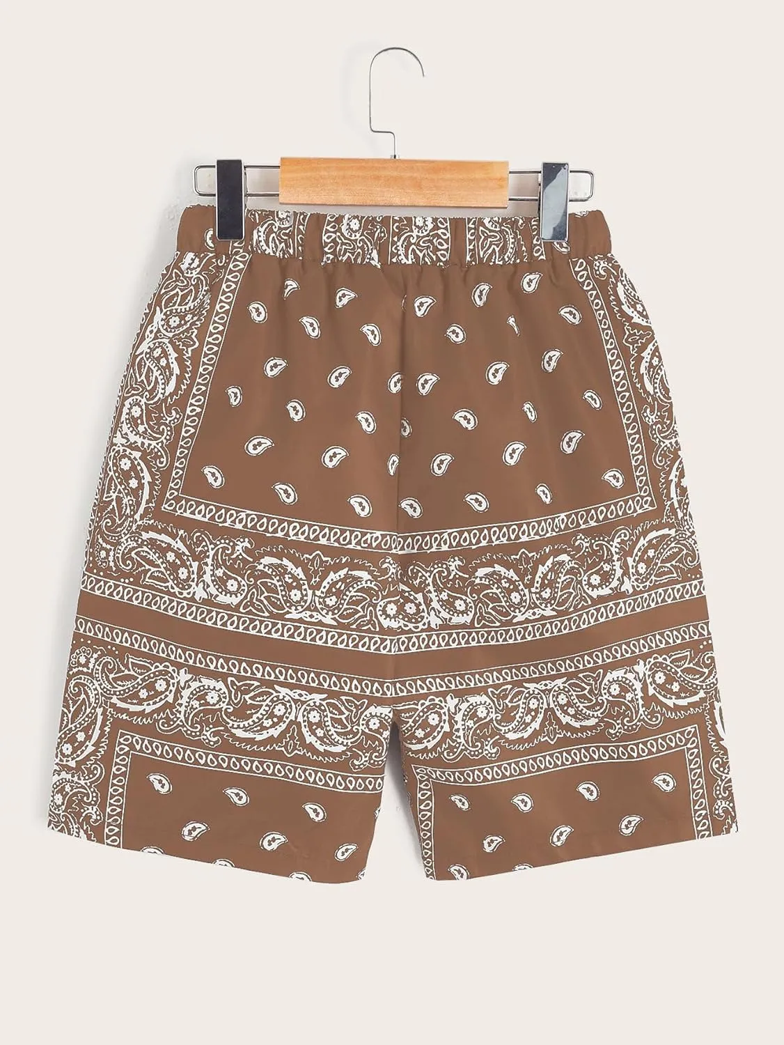 Men's Paisley Drawstring Summer Gym Workout Shorts