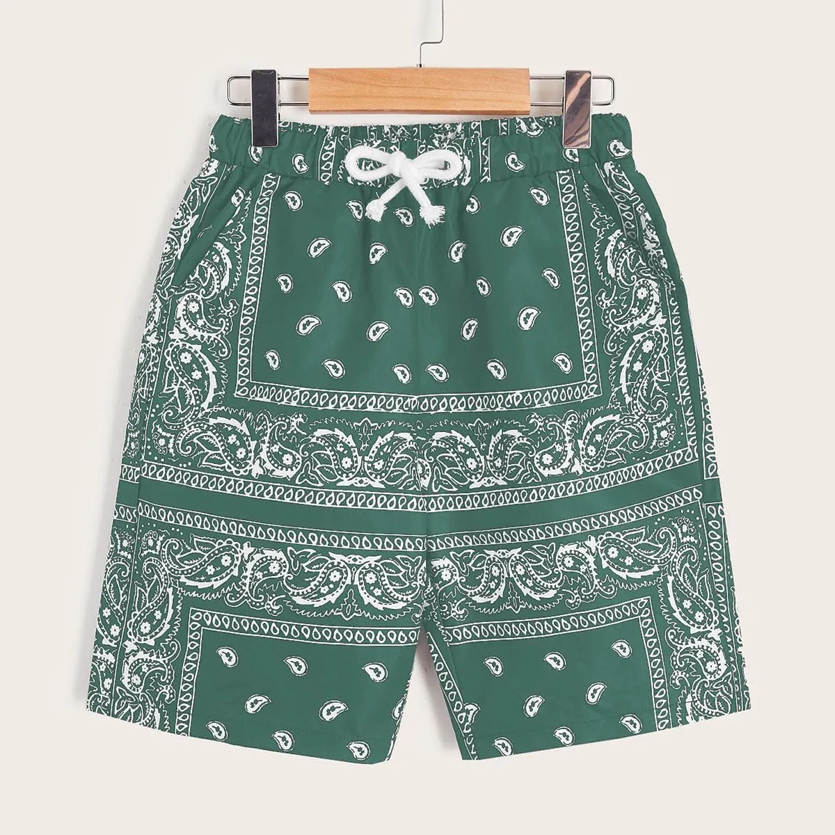 Men's Paisley Drawstring Summer Gym Workout Shorts