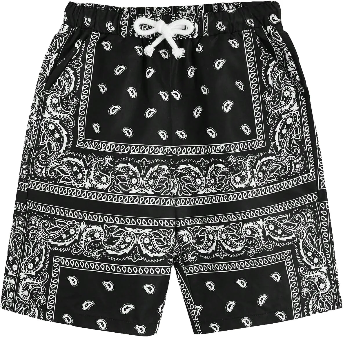 Men's Paisley Drawstring Summer Gym Workout Shorts