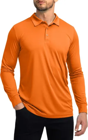 Men's Polo Shirt Long Sleeve Golf Shirts Lightweight UPF 50  Sun Protection Cool Shirts for Men Work Fishing Outdoor