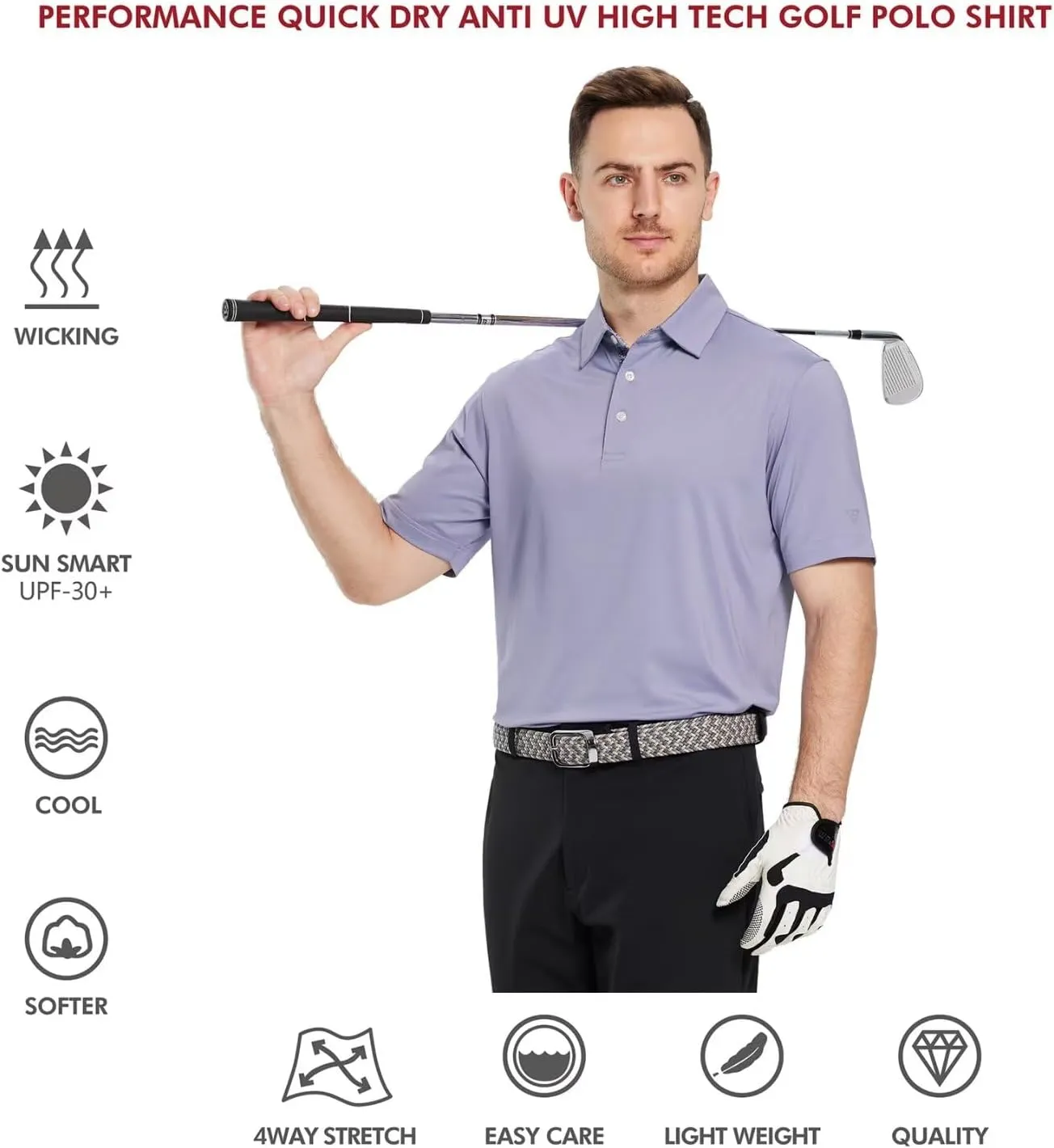 Mens Polo Shirts Short and Long Sleeve Casual Solid Stylish Dry Fit Performance Designed Collared Golf Polo Shirts for Men