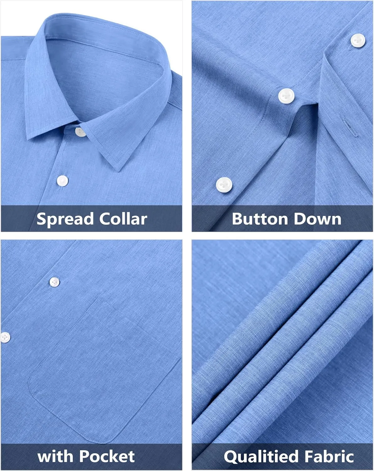 Mens Short Sleeve Button Down Shirts Casual Linen Shirts Button Up Wrinkle Free Beach Summer Vacation Wedding Tops