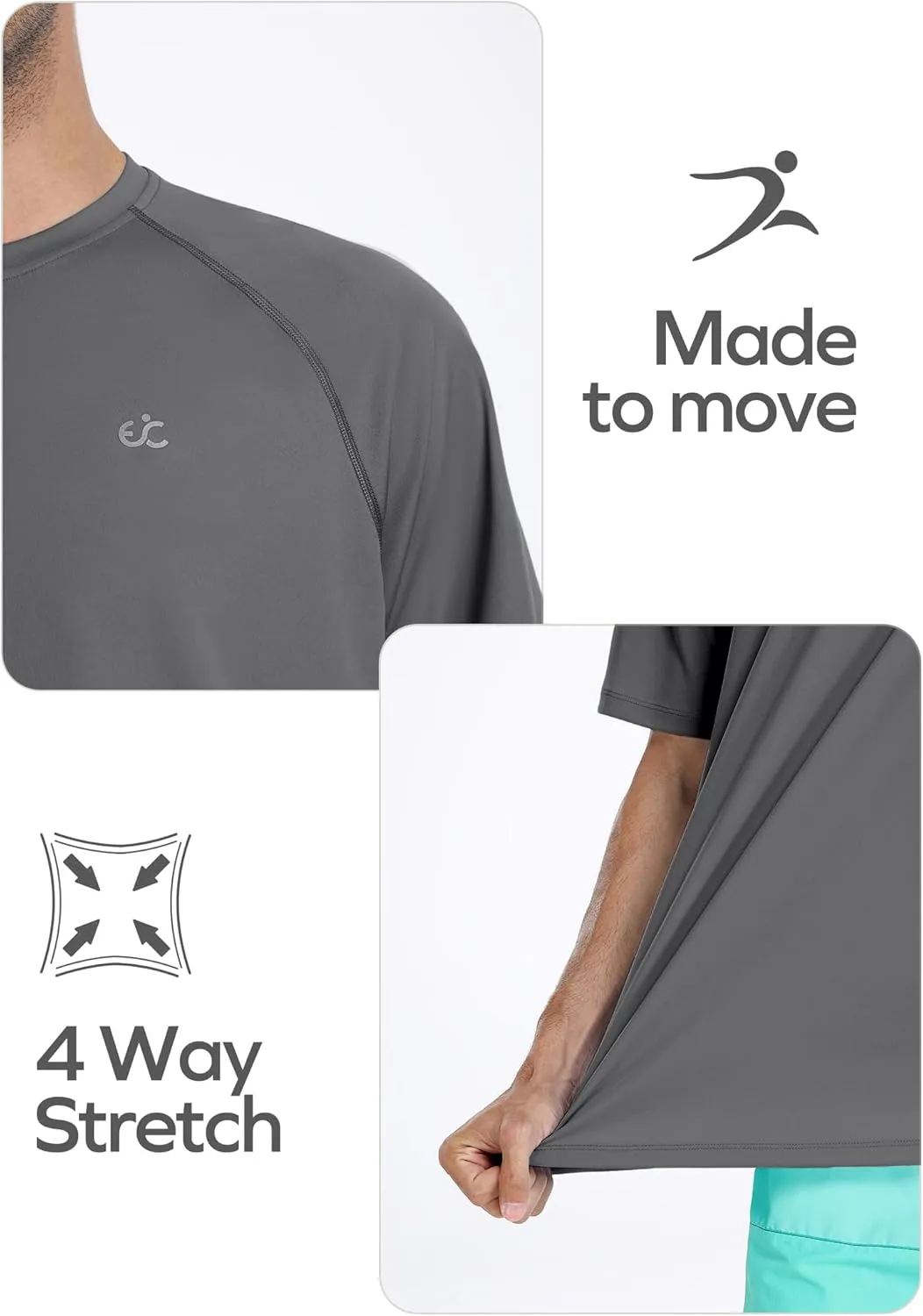 Men's Swim Shirt Quick Dry Sun Shirts UPF50  Rash Guard for Men Short Sleeve UV Sun Protection Beach Shirts