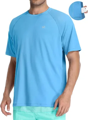 Men's Swim Shirt Quick Dry Sun Shirts UPF50  Rash Guard for Men Short Sleeve UV Sun Protection Beach Shirts