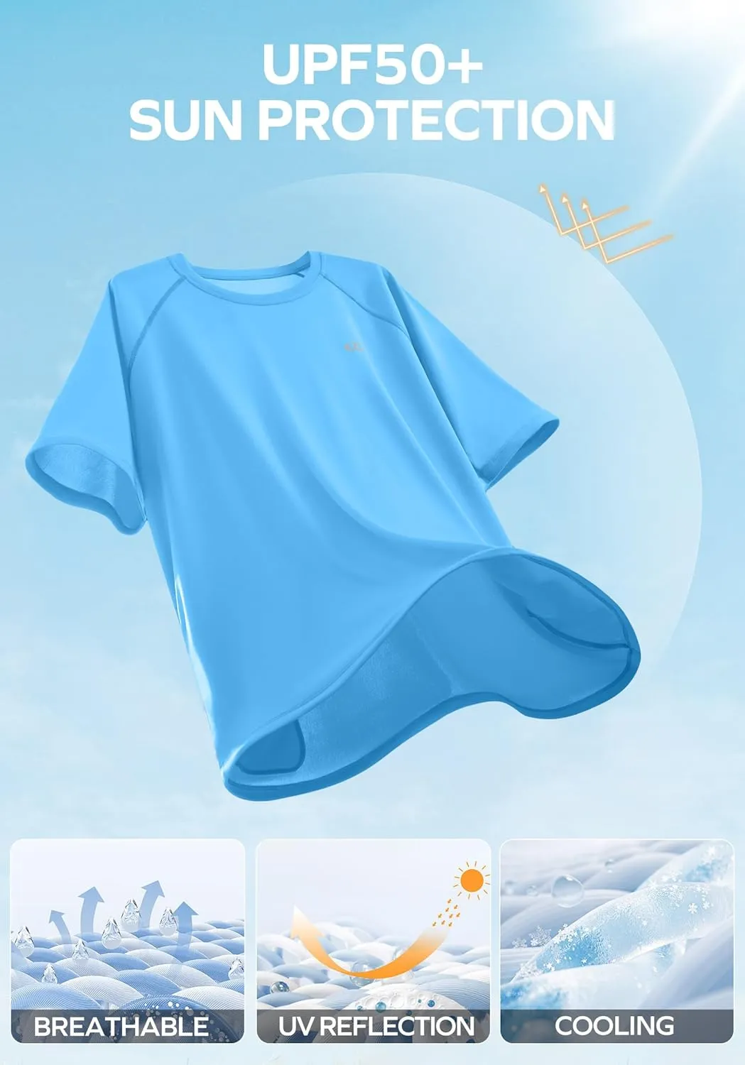 Men's Swim Shirt Quick Dry Sun Shirts UPF50  Rash Guard for Men Short Sleeve UV Sun Protection Beach Shirts