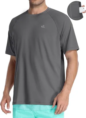 Men's Swim Shirt Quick Dry Sun Shirts UPF50  Rash Guard for Men Short Sleeve UV Sun Protection Beach Shirts