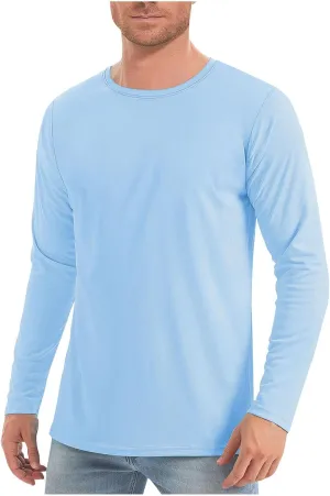 Mens UPF 50  Uv Sun Protection Shirts Long Sleeve Outdoor SPF Rash Guard T-Shirt Cool Quick Dry Athletic Workout Top