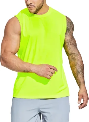 MIER Men's Workout Tank Tops UPF 50  Swim Shirts Quick Dry Running Sleeveless UV Protection Muscle Tees