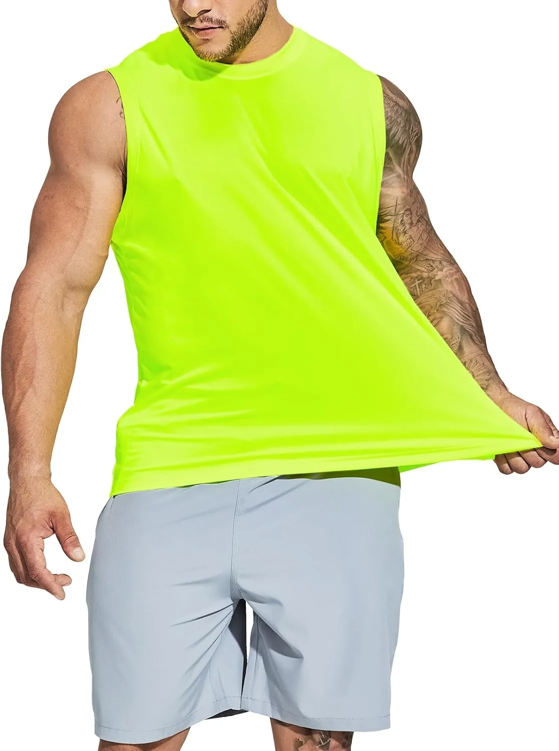 MIER Men's Workout Tank Tops UPF 50  Swim Shirts Quick Dry Running Sleeveless UV Protection Muscle Tees