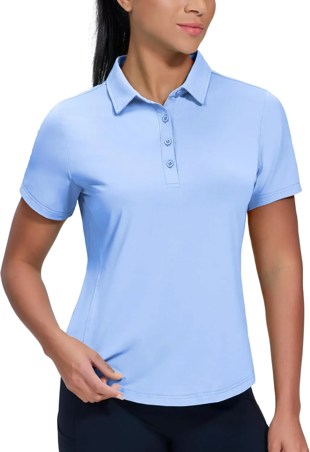MIER Womens Golf Polo Shirts Short Sleeve Quick Dry Sun Protection Active UV Shirts Collared Tennis Tops, 4 Buttons