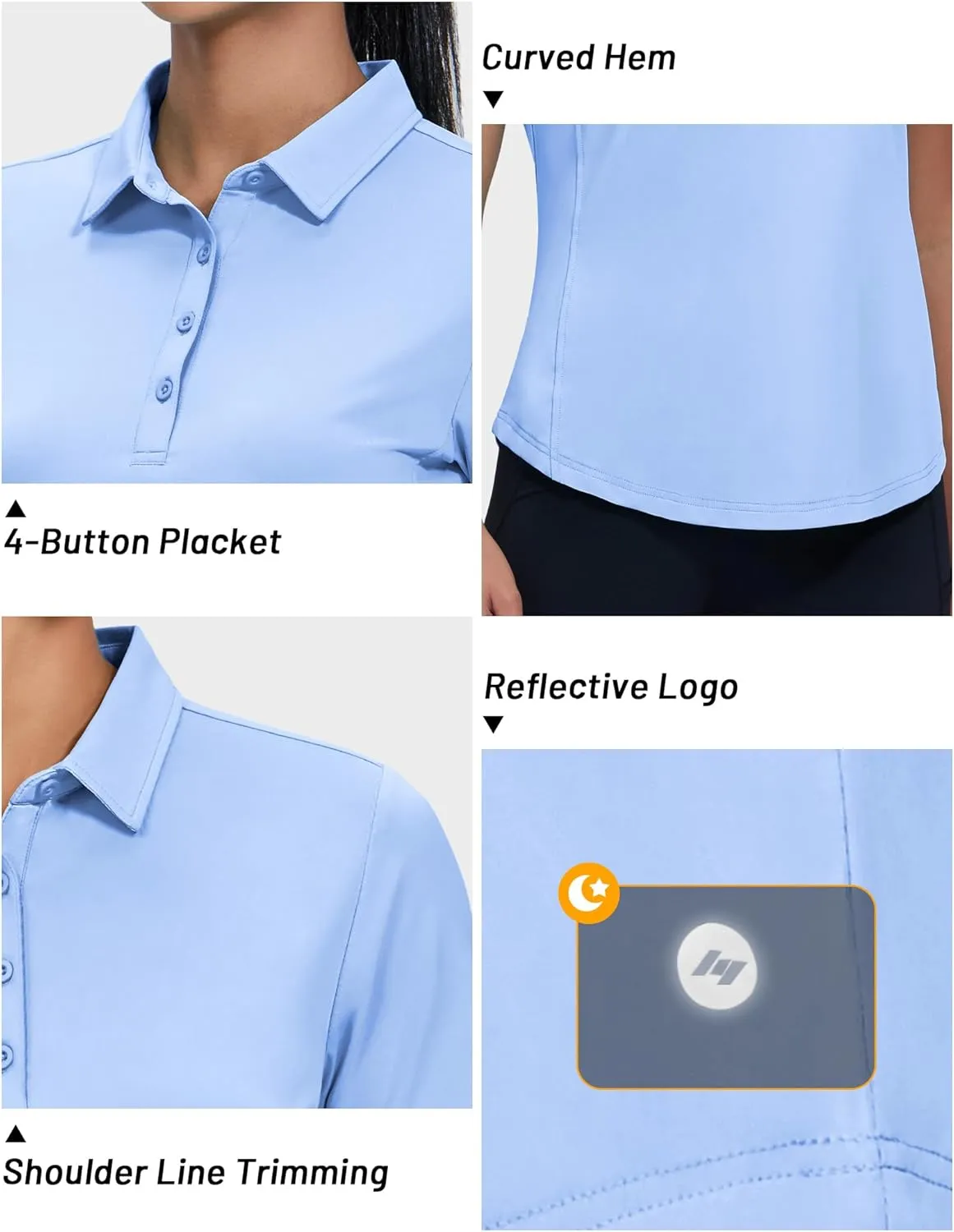 MIER Womens Golf Polo Shirts Short Sleeve Quick Dry Sun Protection Active UV Shirts Collared Tennis Tops, 4 Buttons