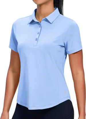 MIER Womens Golf Polo Shirts Short Sleeve Quick Dry Sun Protection Active UV Shirts Collared Tennis Tops, 4 Buttons
