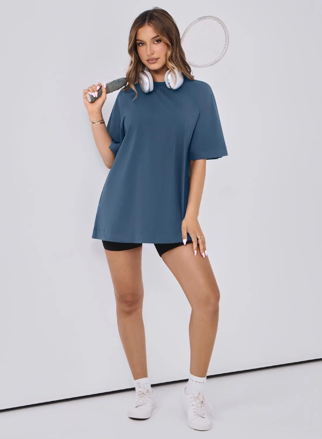 MIHOLL Womens Oversized T Shirts Short Sleeve Crewneck Summer Tops Casual Loose Basic Tees