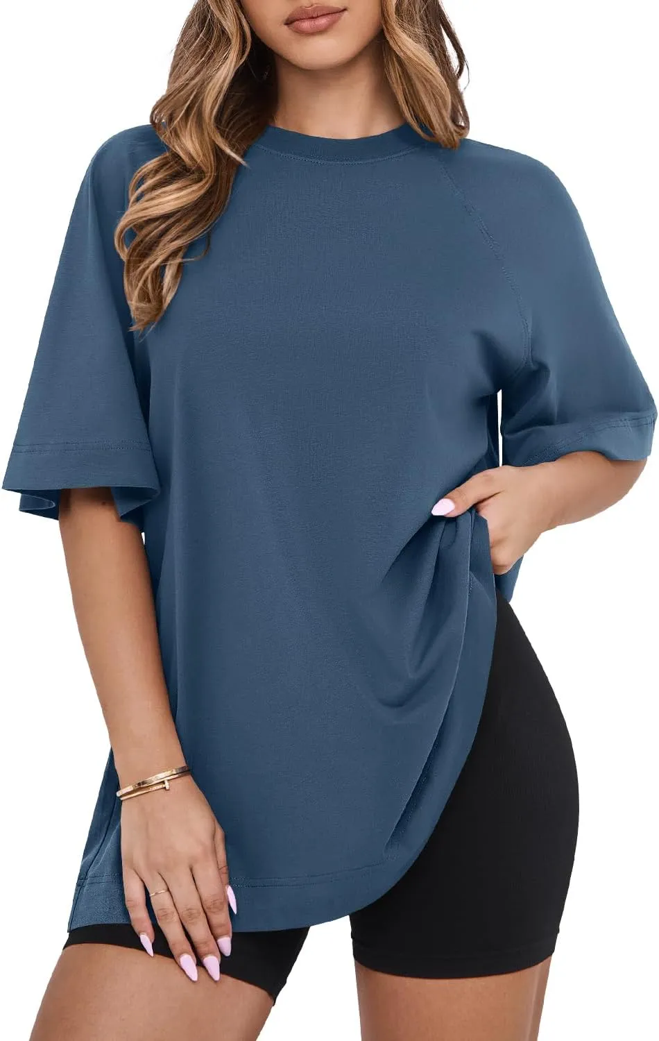 MIHOLL Womens Oversized T Shirts Short Sleeve Crewneck Summer Tops Casual Loose Basic Tees