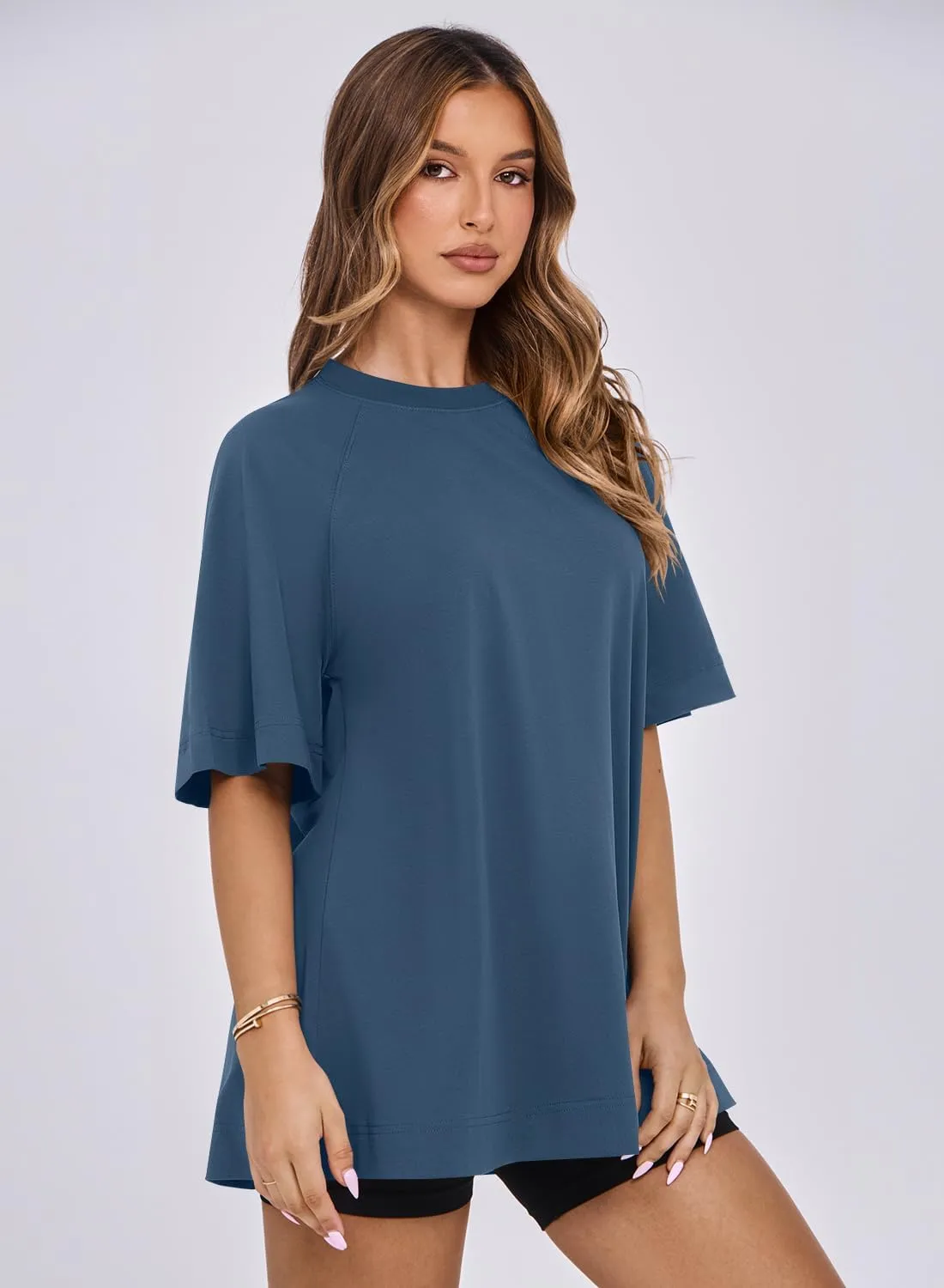 MIHOLL Womens Oversized T Shirts Short Sleeve Crewneck Summer Tops Casual Loose Basic Tees