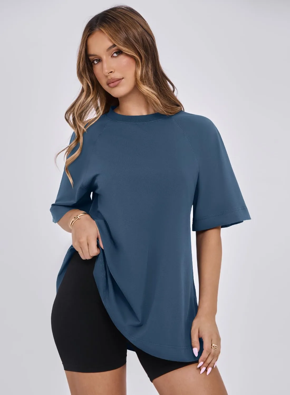MIHOLL Womens Oversized T Shirts Short Sleeve Crewneck Summer Tops Casual Loose Basic Tees