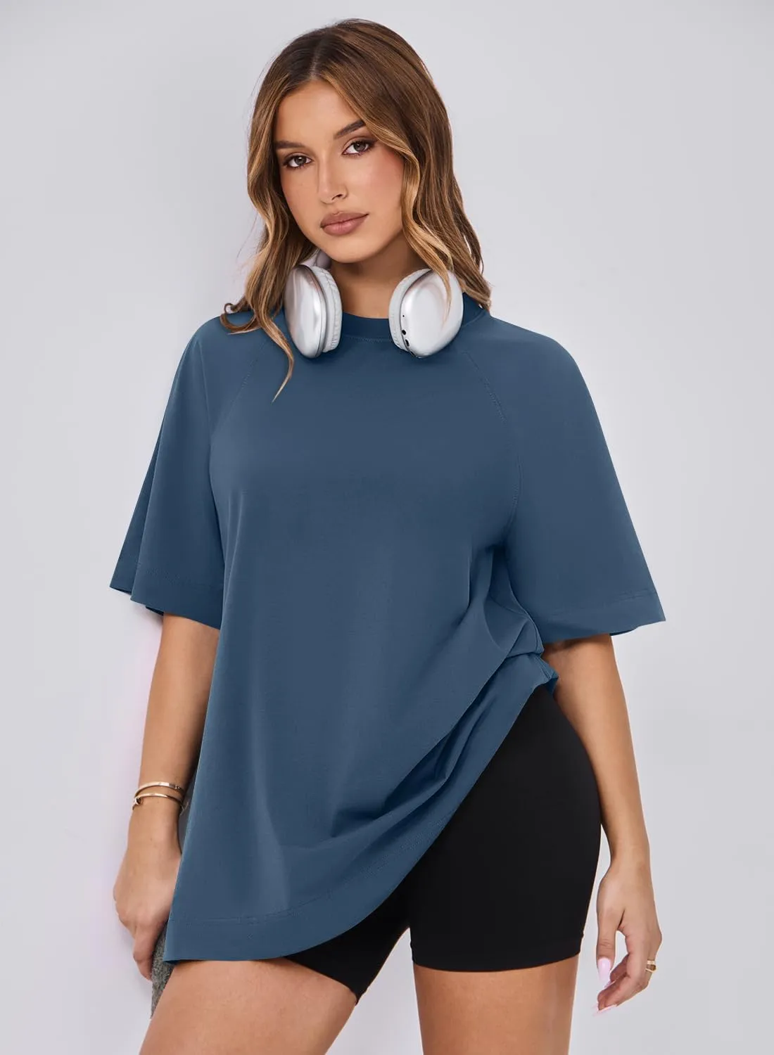 MIHOLL Womens Oversized T Shirts Short Sleeve Crewneck Summer Tops Casual Loose Basic Tees