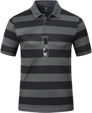MoFiz Men's Athletic Polo Shirts Lightweight Quick Dry Fit Polo Golf Summer Camo/Stripe T-Shirts for Mens