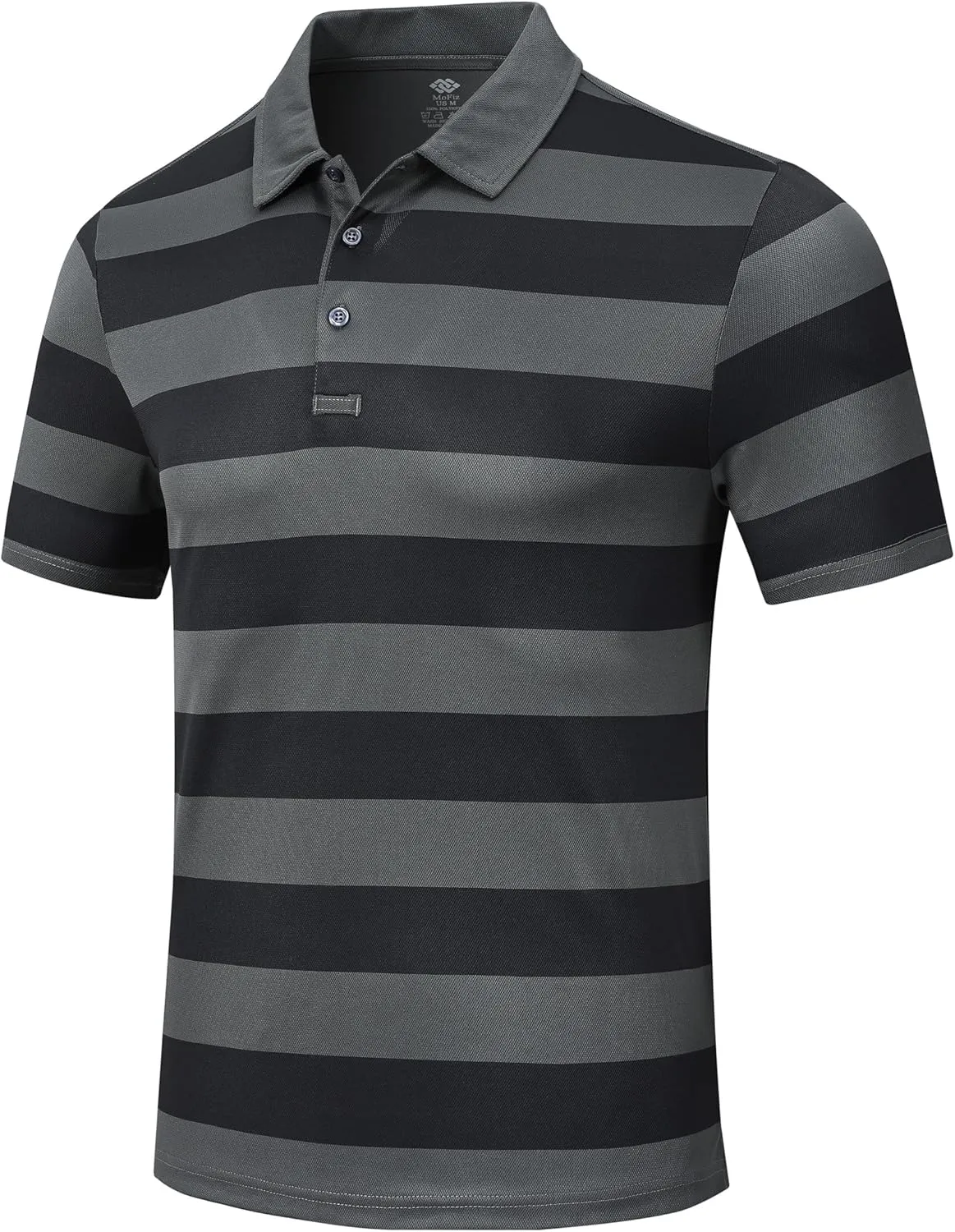 MoFiz Men's Athletic Polo Shirts Lightweight Quick Dry Fit Polo Golf Summer Camo/Stripe T-Shirts for Mens