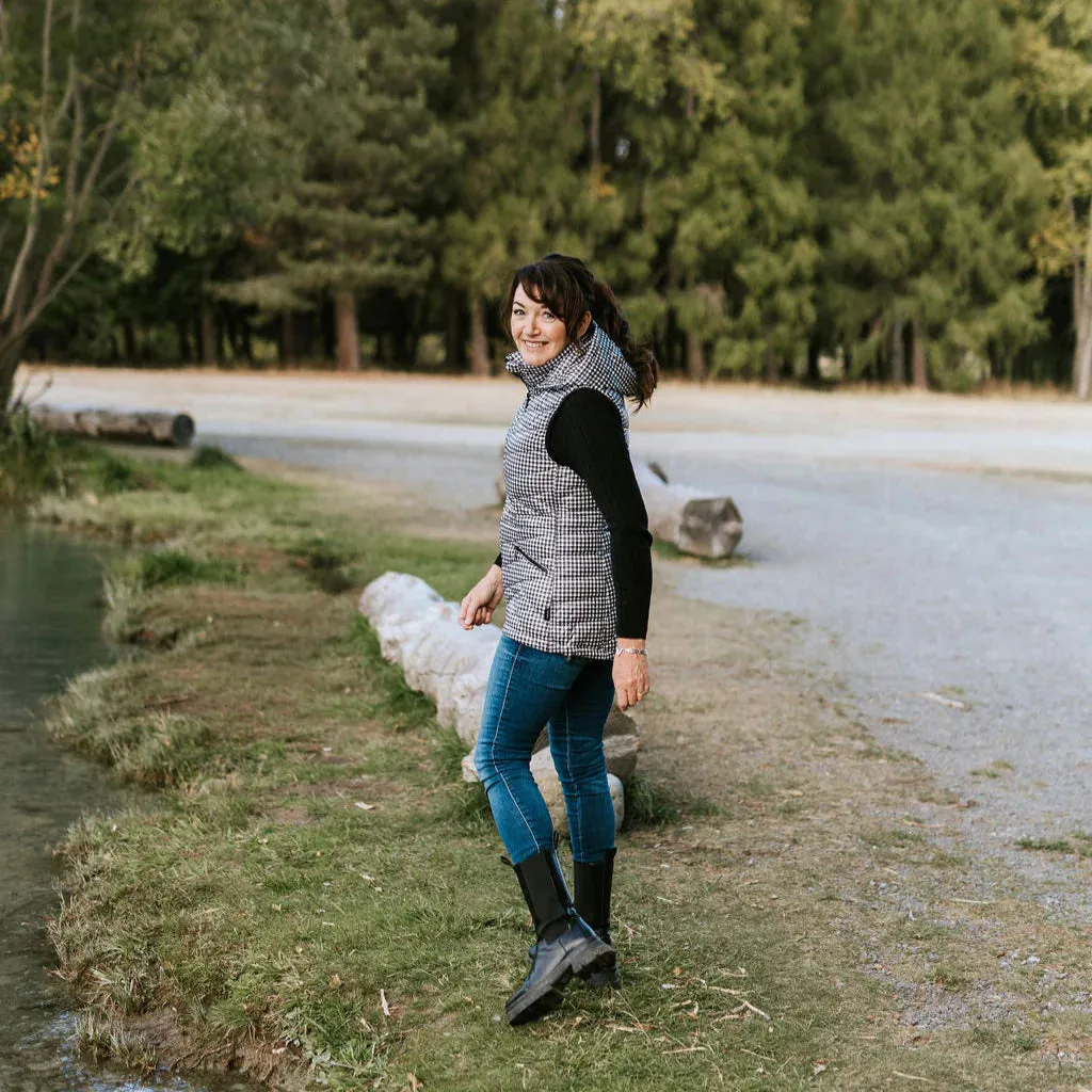 Moke: Mary-Claire 90/10 Packable Down Vest - Gingham
