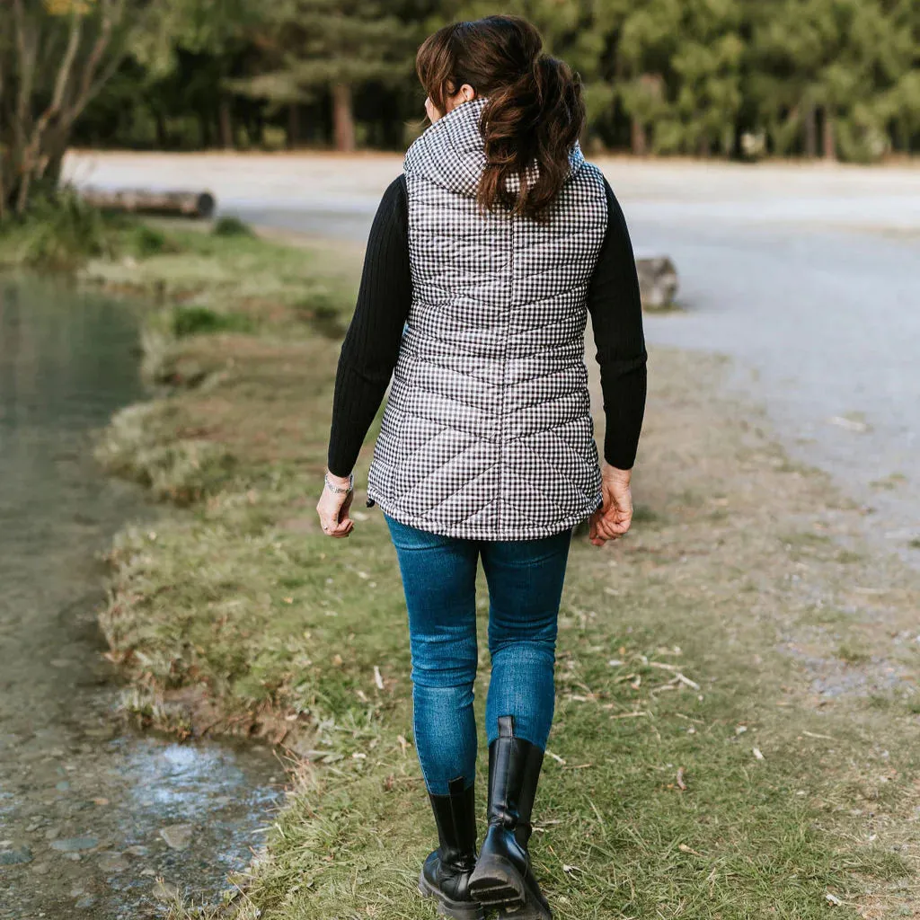 Moke: Mary-Claire 90/10 Packable Down Vest - Gingham