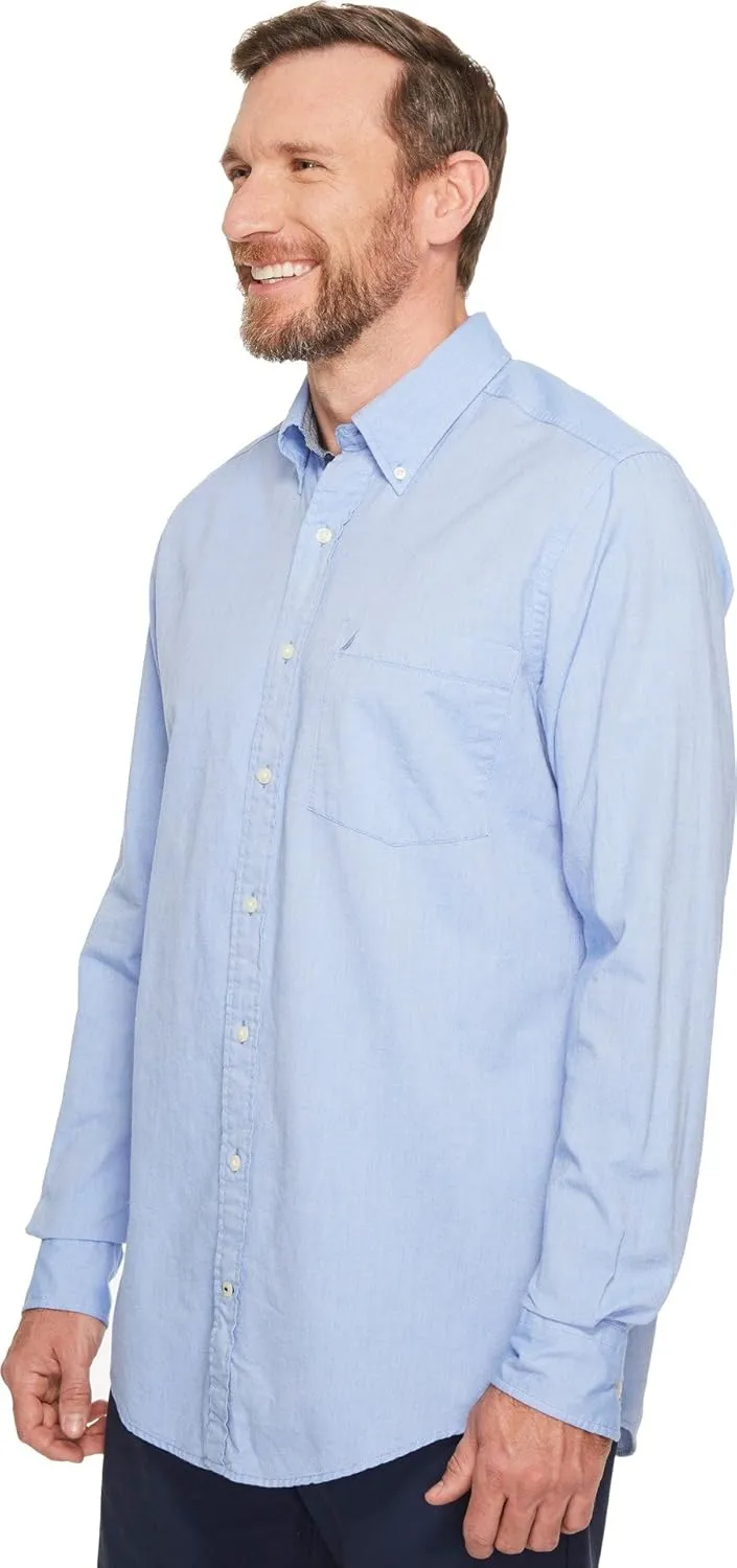 Nautica Men's Long Sleeve Button Down Solid Oxford Shirt
