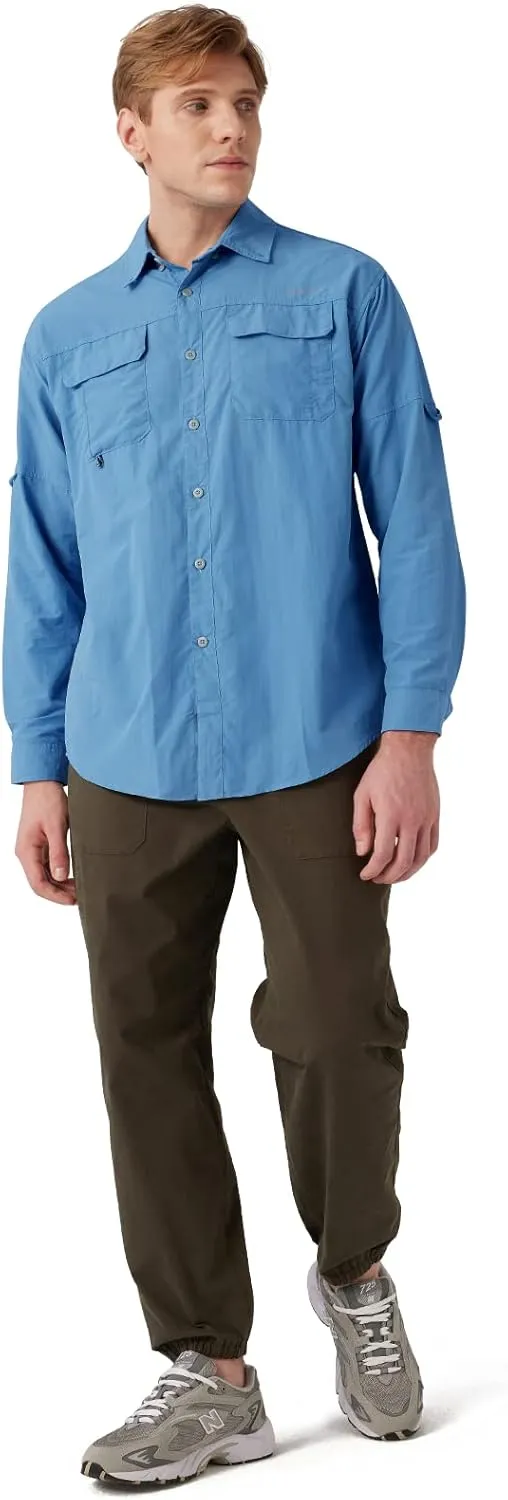 NAVISKIN Men's Sun Protection Fishing Shirts UPF 50  Long Sleeve Sun Shirts for Men PFG Hiking Travel Camping