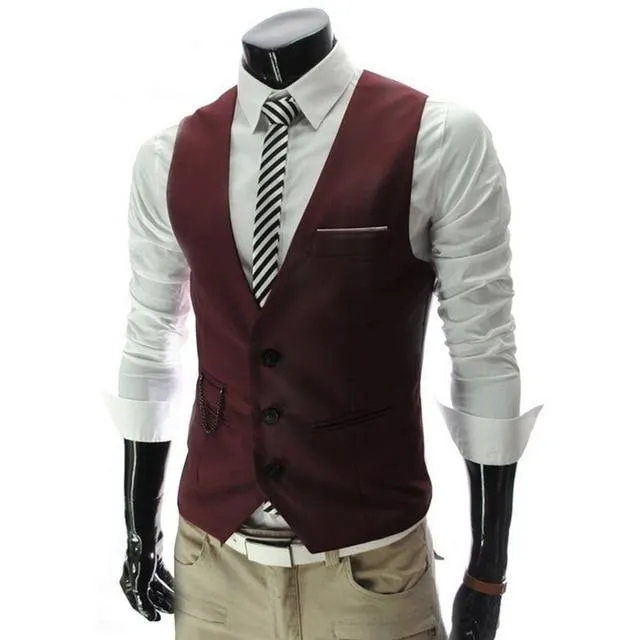 New Men Dress Vests For Men Slim Fit