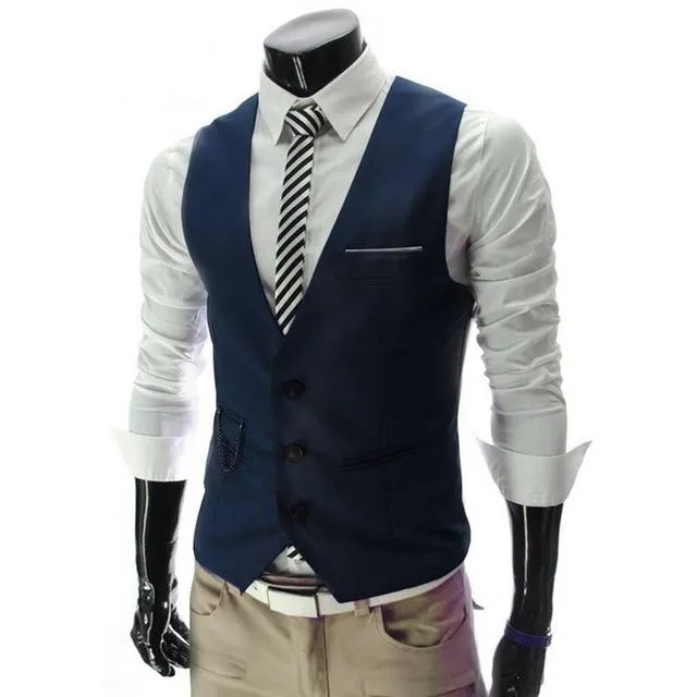 New Men Dress Vests For Men Slim Fit